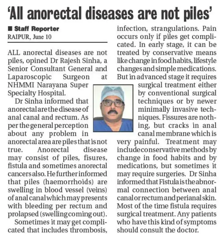 All anorectal diseases are not piles - Article by Dr. Rajesh Sinha