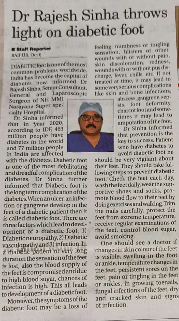 Diabetic foot - Article by Dr. Rajesh Sinha